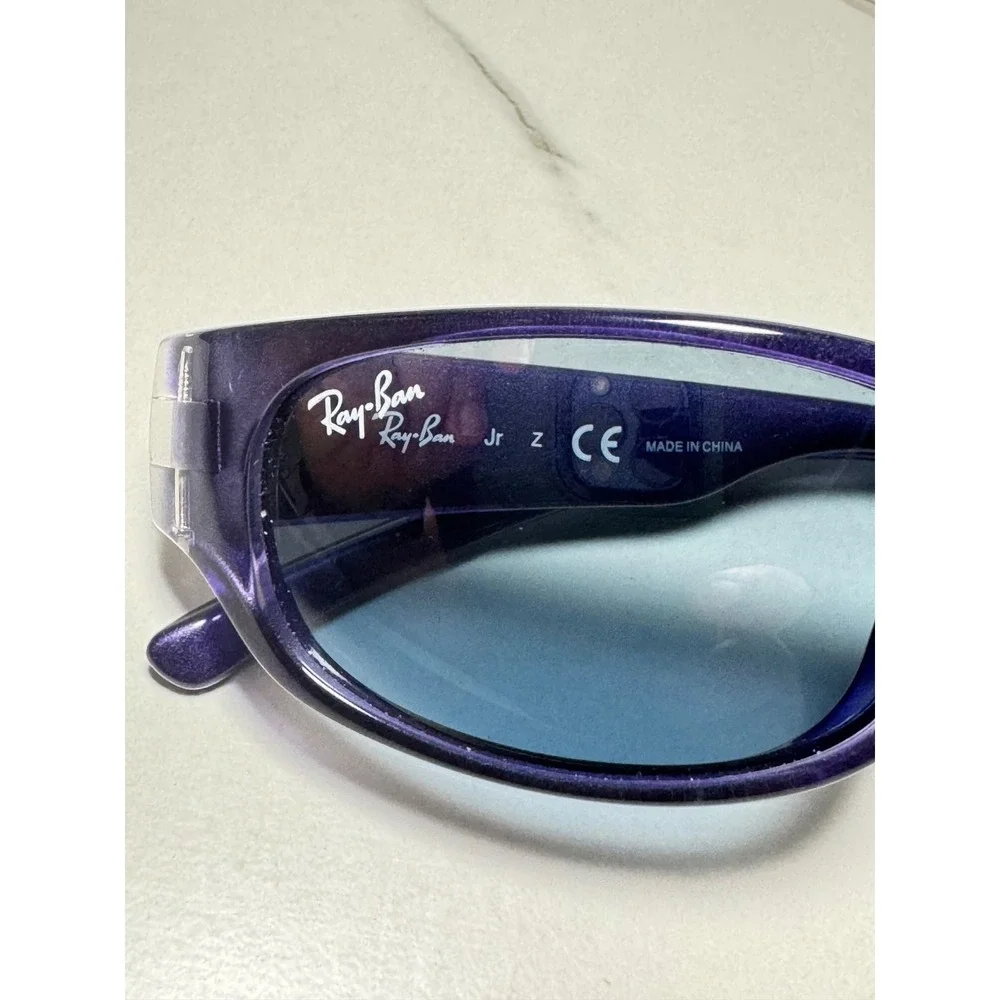 Ray-Ban Junior RJ9034S Purple Glitter Sunglasses Blue Lens Kids 49-15-120